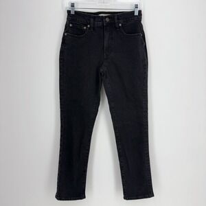 Madewell The Mid-Rise Perfect Vintage Jean Black Tapered Denim NH629 Size 24